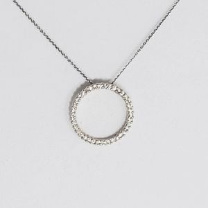 Circle of Diamonds .48 Cttw.  Pendant with 18" Sterling Silver Necklace